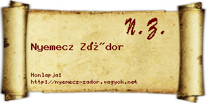 Nyemecz Zádor névjegykártya